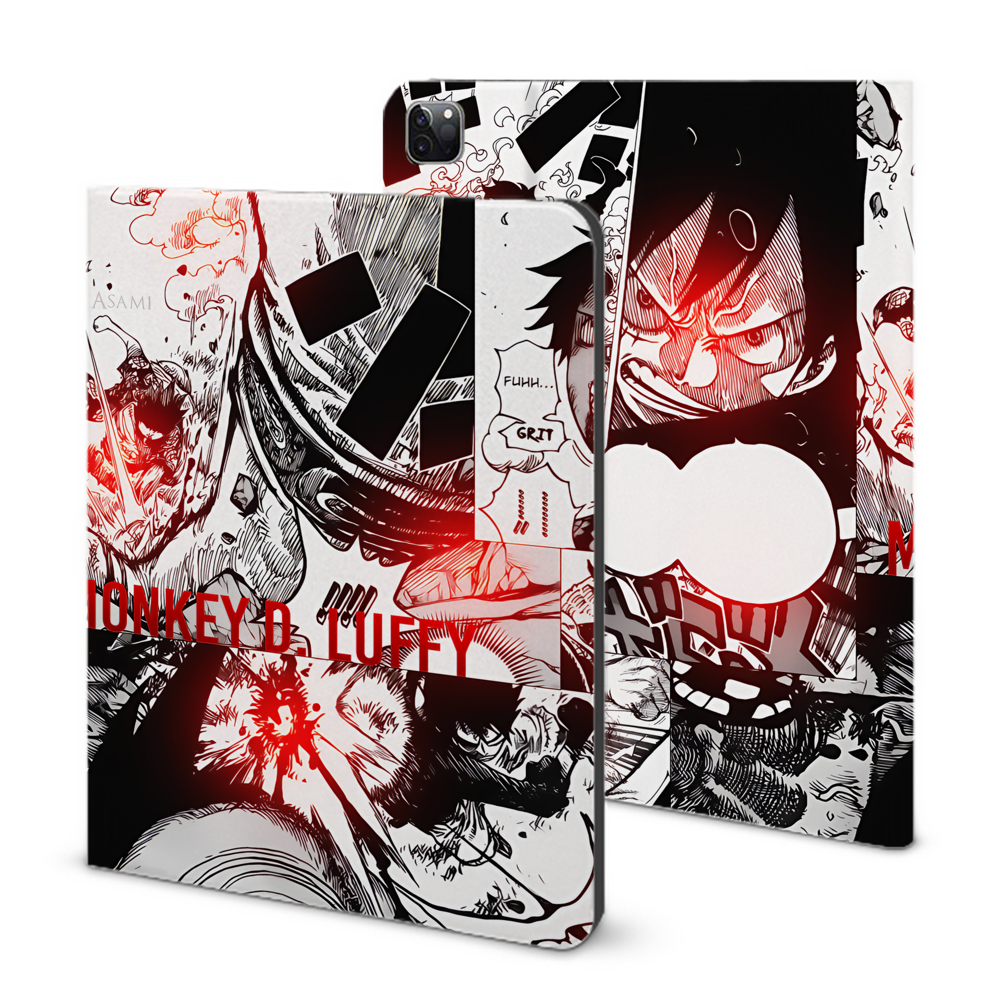 （画像用） ワンピース ONE PIECE IPad ケース ブック型 PUレザー TPU 耐衝撃 軽量 薄型 ペン収納なし 全面保護 IPad 各モデル対応